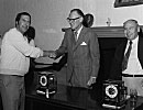 Pete Nicholson (left), Clifford Hatch (centre), J. Wilton (right)
Presentation of 25-year clock, Cooper’s Room